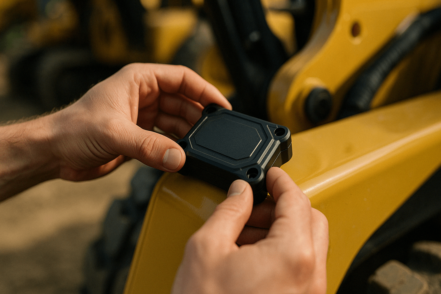 GPS tracker on heavy construction equipment