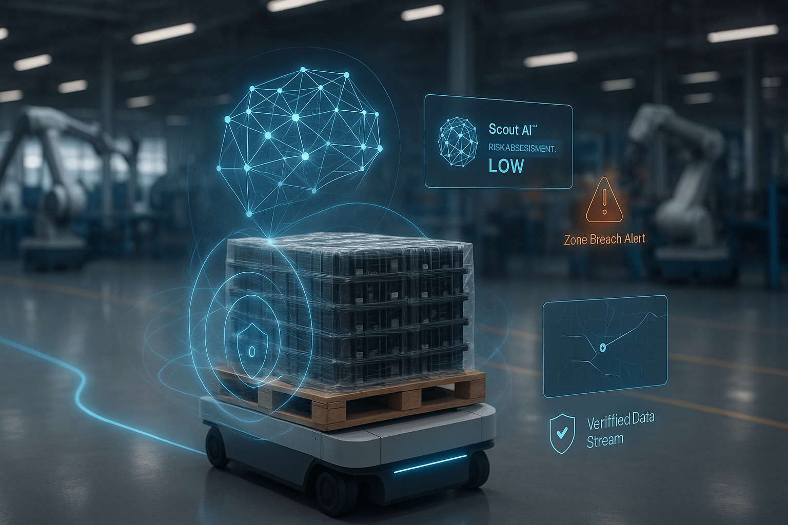 GPX Intelligence solutions showcasing AI-powered risk analysis, real-time alerts, location history, and tamper-proof data for secure tracking of high-value manufactured goods.