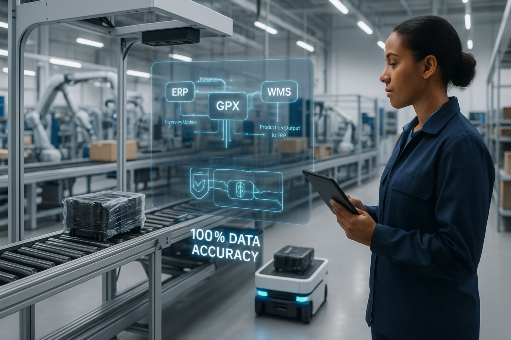 Manufacturing facility showcasing GPX Intelligence's automated tracking solutions, highlighting streamlined operations, improved data accuracy, and seamless ERP/WMS integration for enhanced efficiency.