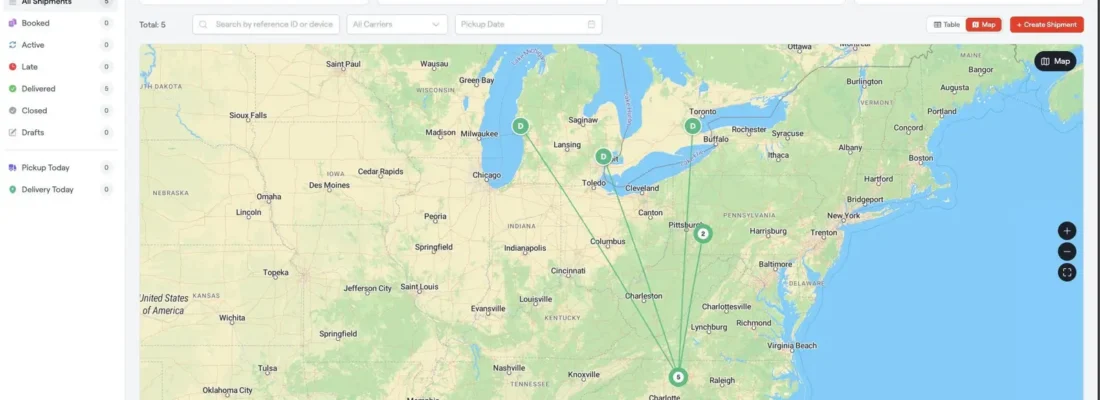 Equipment rental tracking software showing live location of rented machines