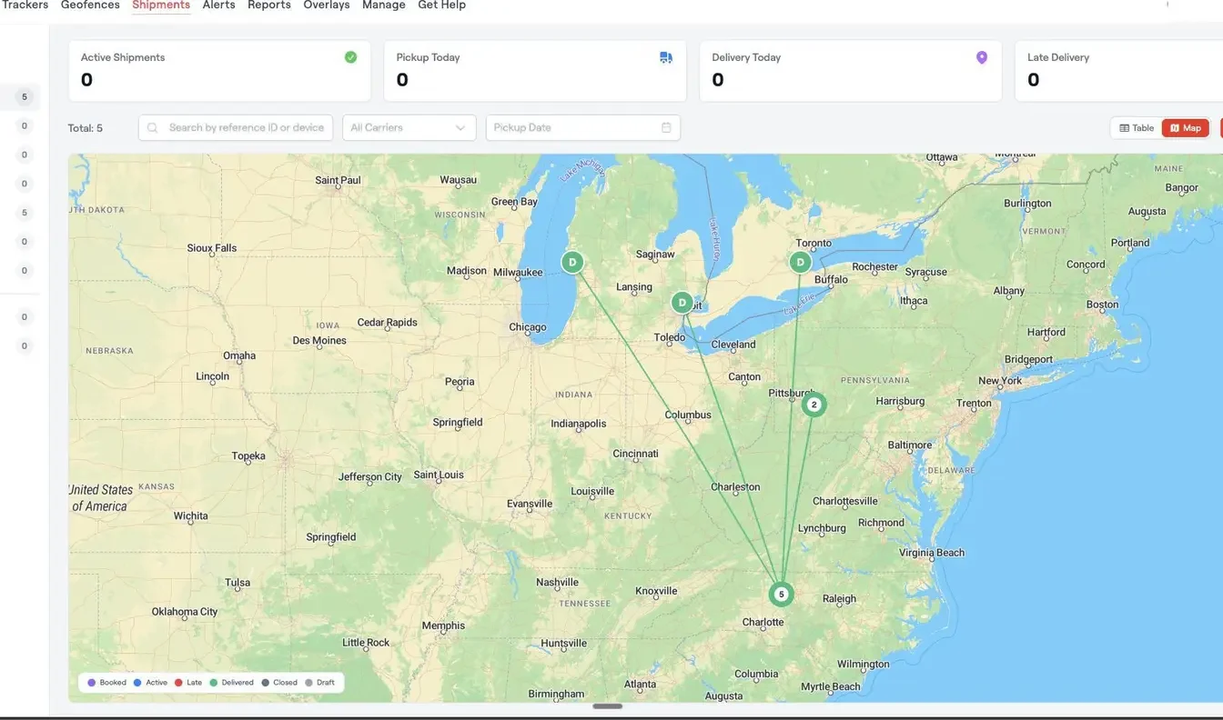 Equipment rental tracking software showing live location of rented machines