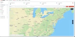 Equipment rental tracking software showing live location of rented machines
