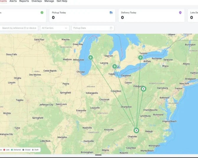 Equipment rental tracking software showing live location of rented machines