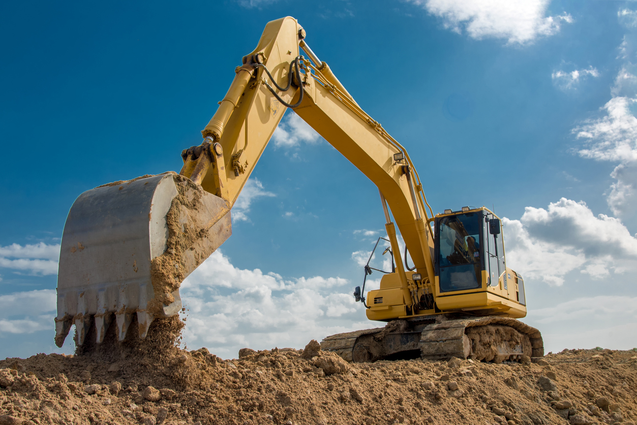 Excavator on a job site